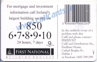 First National Building Society Callcard (back)