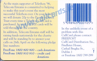 Telethon 1996 Callcard (back)