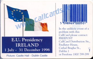 E.U. Presidency 1996 Callcard (back)