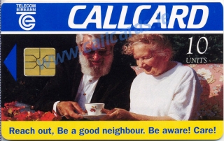 Reach Out Campaign 1996 Callcard featuring Ronnie Drew (front)