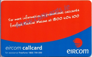 Eircom Blank Promotion Callcard (back)