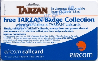 Disney's Tarzan Swinging Limited Edition Callcard (back)
