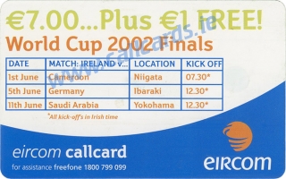 Shay Given World Cup 2002 Callcard (back)