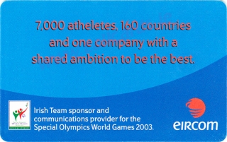 Special Olympics World Games 2003 €4 Euro Callcard (back)